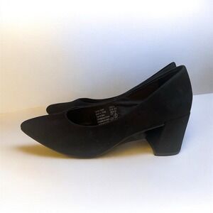 Christian Siriano Black Faux Suede Sz 6 Block Heel Work‎ Business Professional
